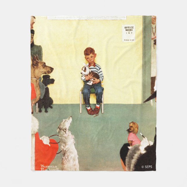 Vid veterinärerna av Norman Rockwell Fleecefilt (Framsidan)