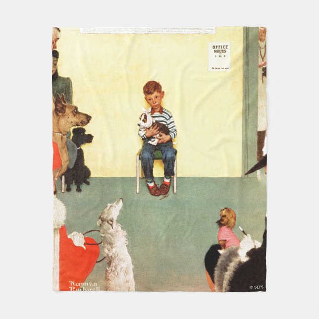 Vid veterinärerna av Norman Rockwell Fleecefilt (Framsidan)