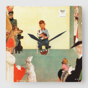 Vid veterinärerna av Norman Rockwell Fyrkantig Klocka