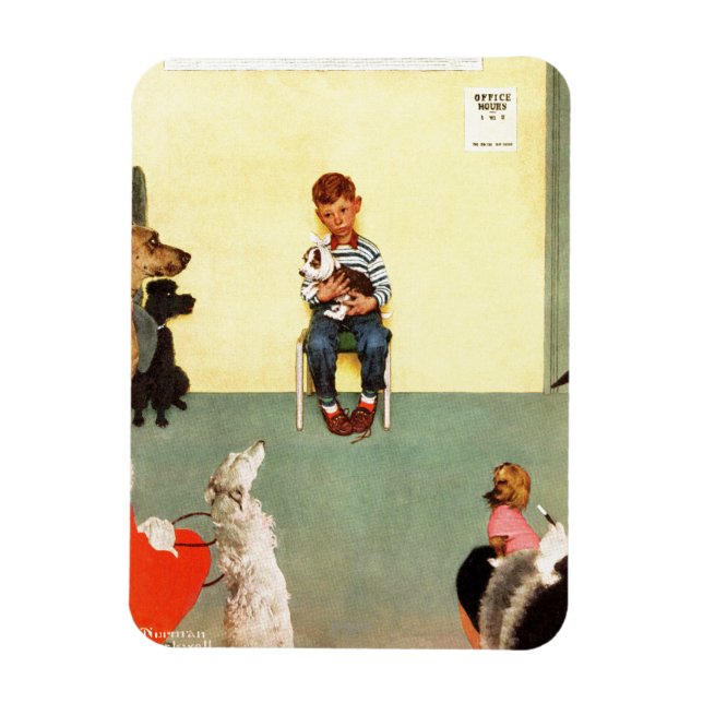 Vid veterinärerna av Norman Rockwell Magnet (Vertikal)