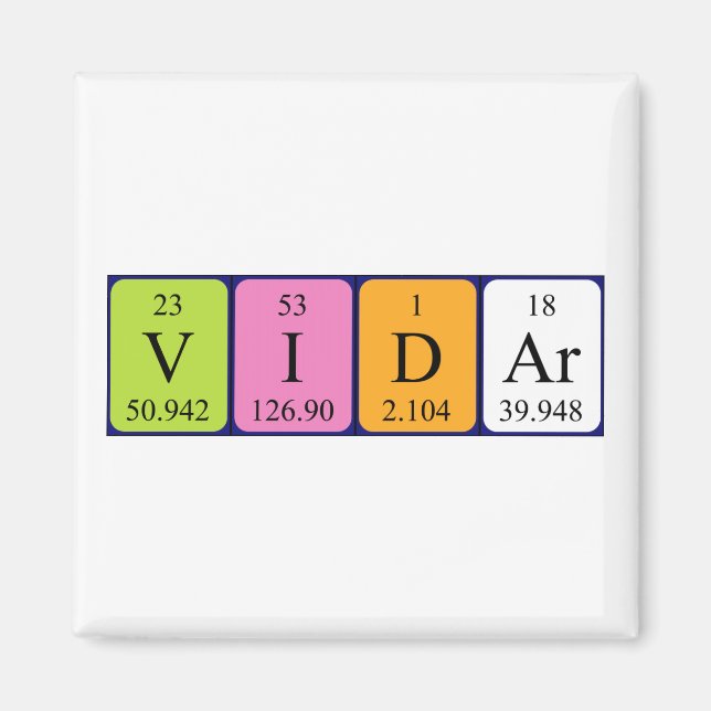 Vidar Periodiska bord namn magnet (Framsidan)