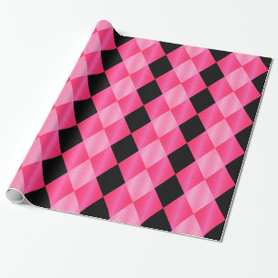 Vided Harlequin,Rosa-Black-GIFT WRAPPING PAPPER Presentpapper