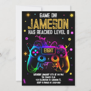 Video Game Birthday Boy Gamer Party Inbjudningar