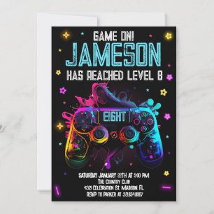 Video Game Birthday Boy Gamer Party Inbjudningar