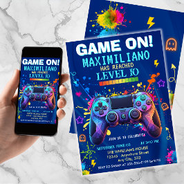Video Game Birthday Invitation - Gamer Level up Inbjudningar