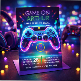 Video game birthday invitation inbjudningar
