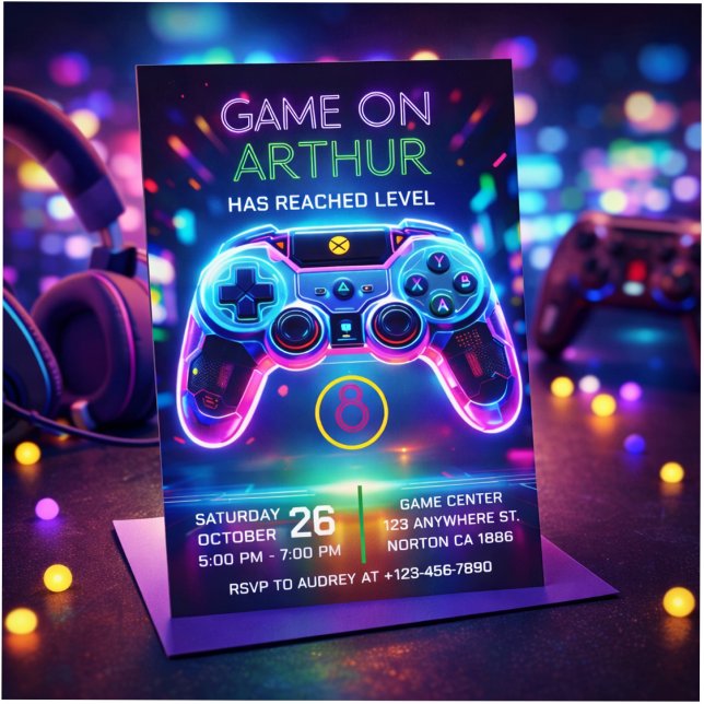 Video game birthday invitation inbjudningar (Skapare uppladdad)