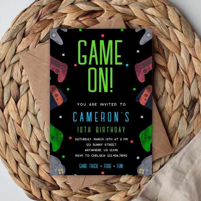 Video Game Birthday Invitation Pixel Game Party Inbjudningar (Skapare uppladdad)