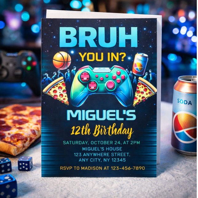 video game birthday party invitation inbjudningar (Skapare uppladdad)
