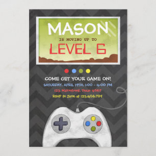 Video Game Boy Födelsedagsfest inbjudan