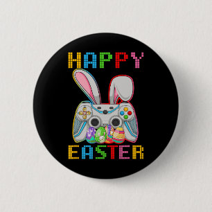 Video Game Bunny Rabbit Glad påsk Day Gamer Boy Knapp