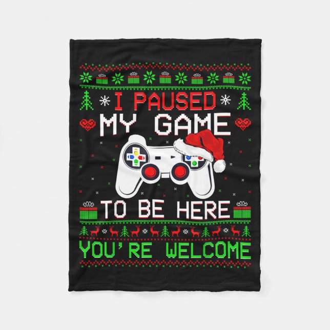 Video Game Christmas Ugly Sweater Funny Gamer Gami Fleecefilt (Framsidan)