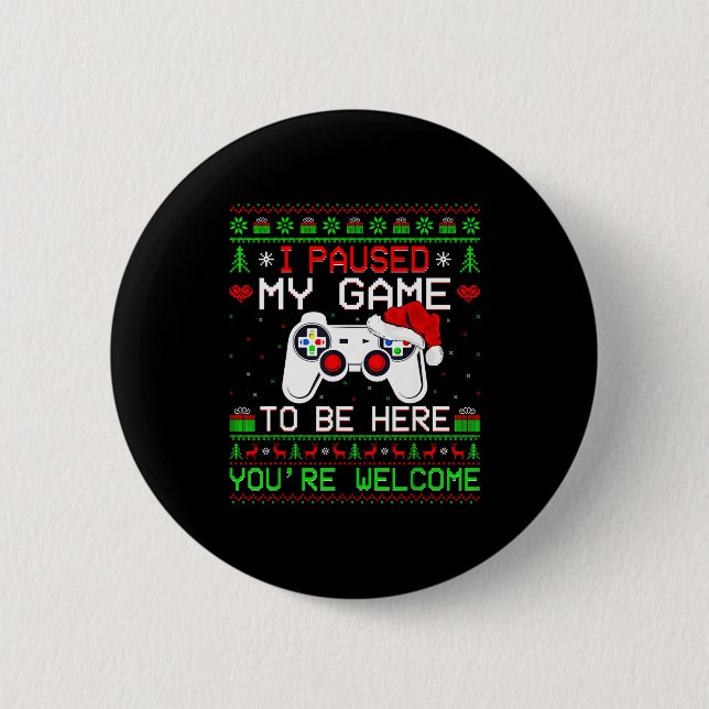Video Game Christmas Ugly Sweater Funny Gamer Gami Knapp (Framsida)