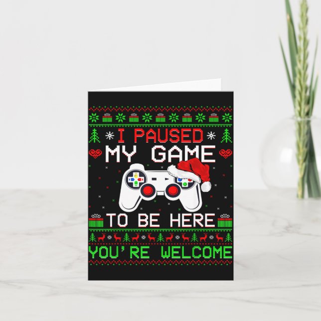 Video Game Christmas Ugly Sweater Funny Gamer Gami Kort (Framsida)