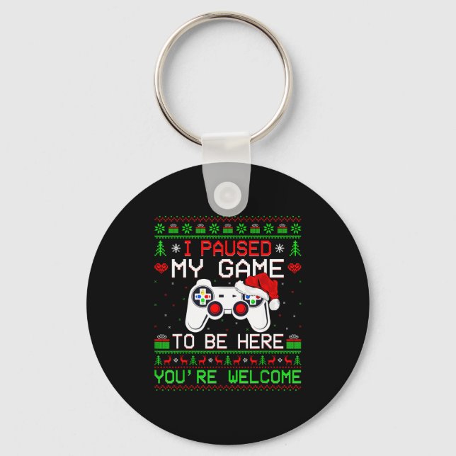 Video Game Christmas Ugly Sweater Funny Gamer Gami Nyckelring (Framsida)