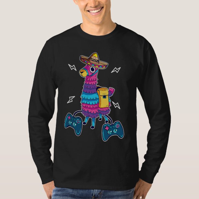 Video Game Cinco de Mayo Llama Pinata and Game Con T Shirt (Framsida)