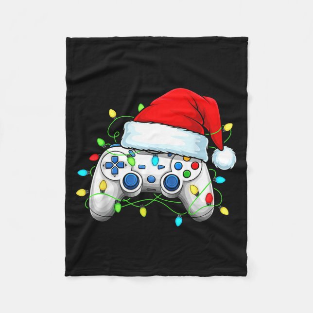 Video Game Controller Christmas Santa Hat Gamer Bo Fleecefilt (Framsidan)
