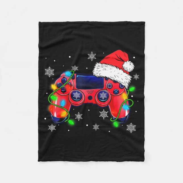 Video Game Controller Christmas Santa Hat Gamer Bo Fleecefilt (Framsidan)