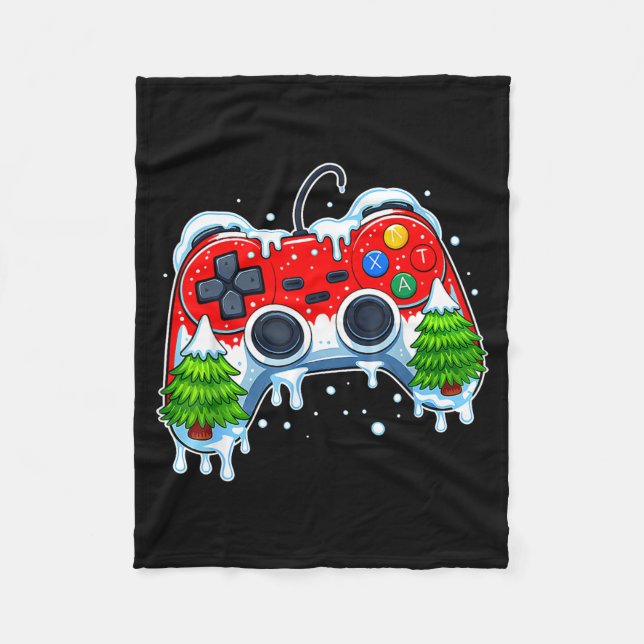 Video Game Controller Christmas Santa Hat Gamer Bo Fleecefilt (Framsidan)