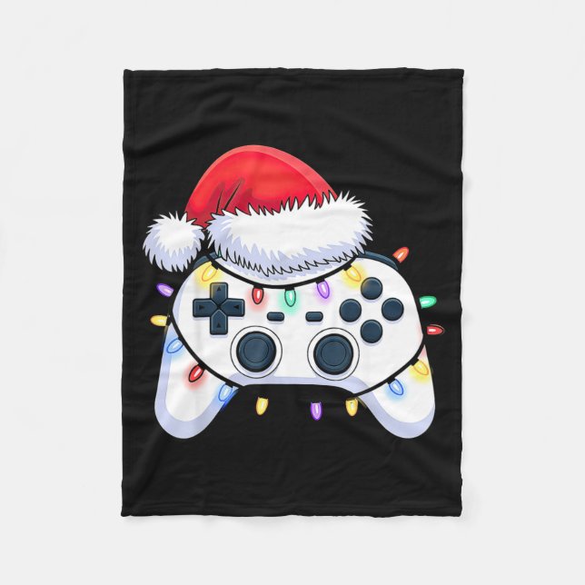 Video Game Controller Christmas Santa Hat Gamer Bo Fleecefilt (Framsidan)
