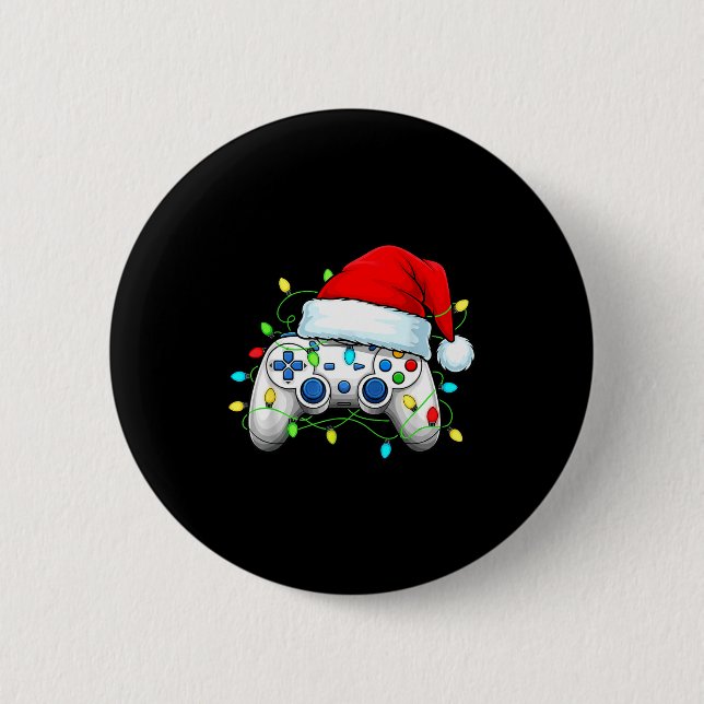 Video Game Controller Christmas Santa Hat Gamer Bo Knapp (Framsida)