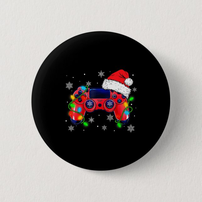 Video Game Controller Christmas Santa Hat Gamer Bo Knapp (Framsida)