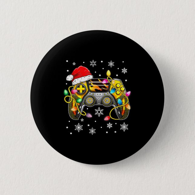 Video Game Controller Christmas Santa Hat Gamer Bo Knapp (Framsida)