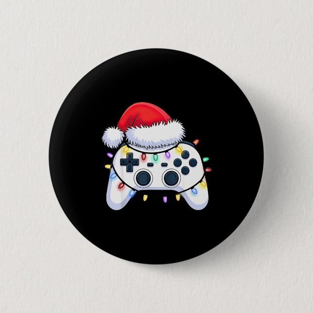 Video Game Controller Christmas Santa Hat Gamer Bo Knapp (Framsida)