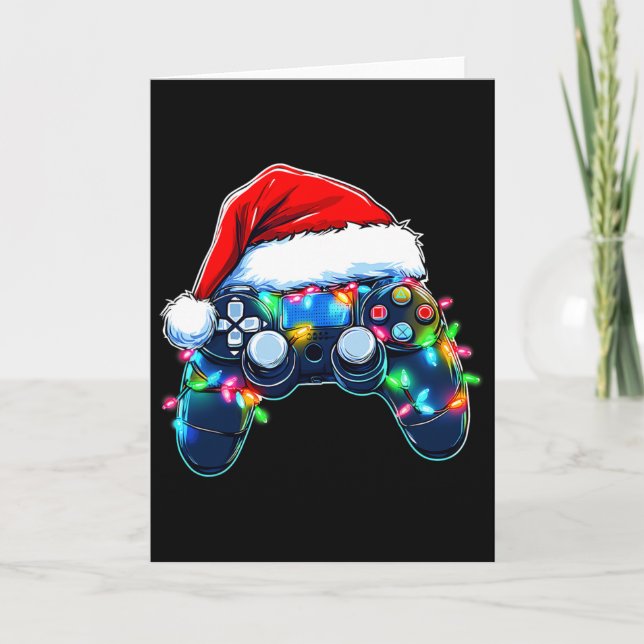 Video Game Controller Christmas Santa Hat Gamer Bo Kort (Framsida)