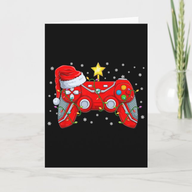 Video Game Controller Christmas Santa Hat Gamer Bo Kort (Framsida)