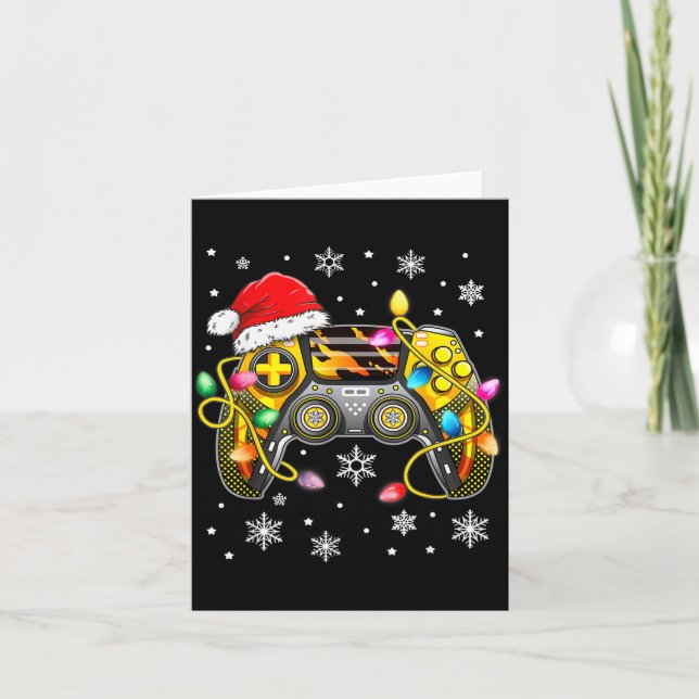 Video Game Controller Christmas Santa Hat Gamer Bo Kort (Framsida)