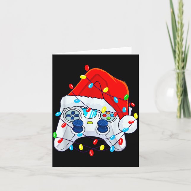 Video Game Controller Christmas Santa Hat Gamer Bo Kort (Framsida)