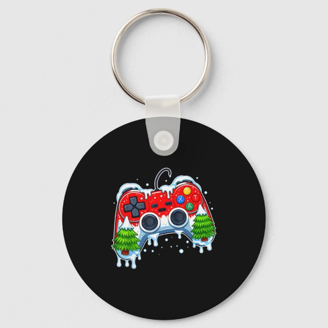 Video Game Controller Christmas Santa Hat Gamer Bo Nyckelring (Framsida)