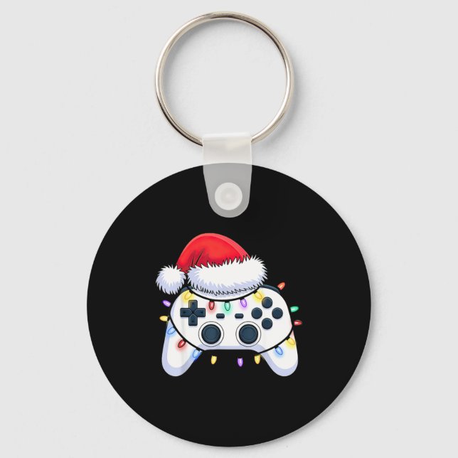 Video Game Controller Christmas Santa Hat Gamer Bo Nyckelring (Framsida)
