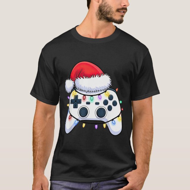 Video Game Controller Christmas Santa Hat Gamer Bo T Shirt (Framsida)