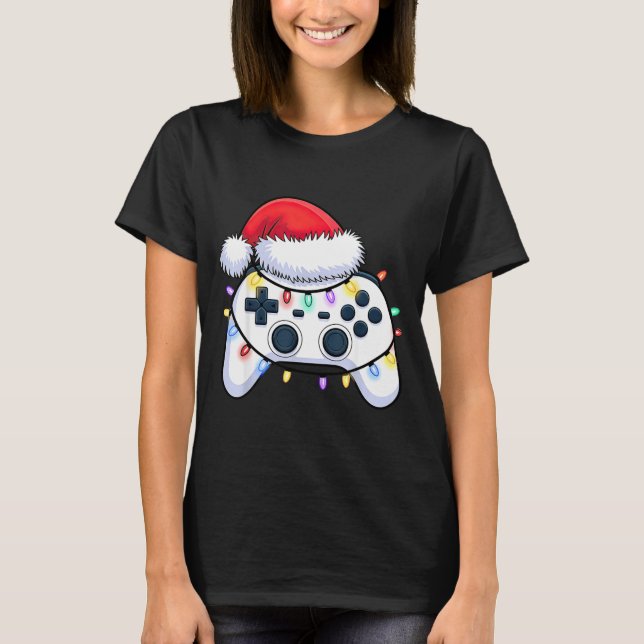Video Game Controller Christmas Santa Hat Gamer Bo T Shirt (Framsida)