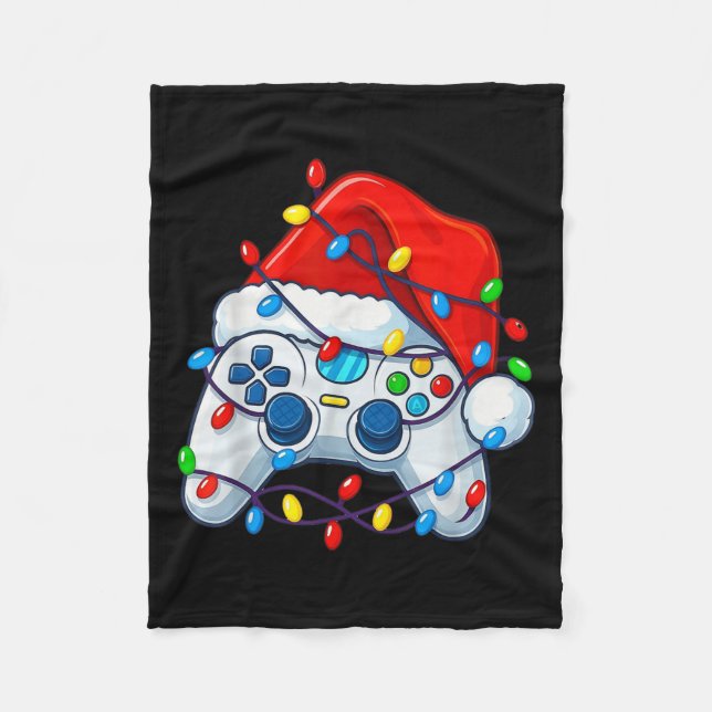 Video Game Controller Christmas Santa Hat Gamer Fu Fleecefilt (Framsidan)