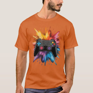 Video Game Controller Colorful Paint Splashes Game T Shirt