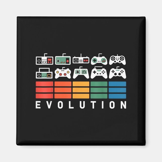 Video Game Controller Evolution 80s 90s Retro Gami Magnet (Framsidan)
