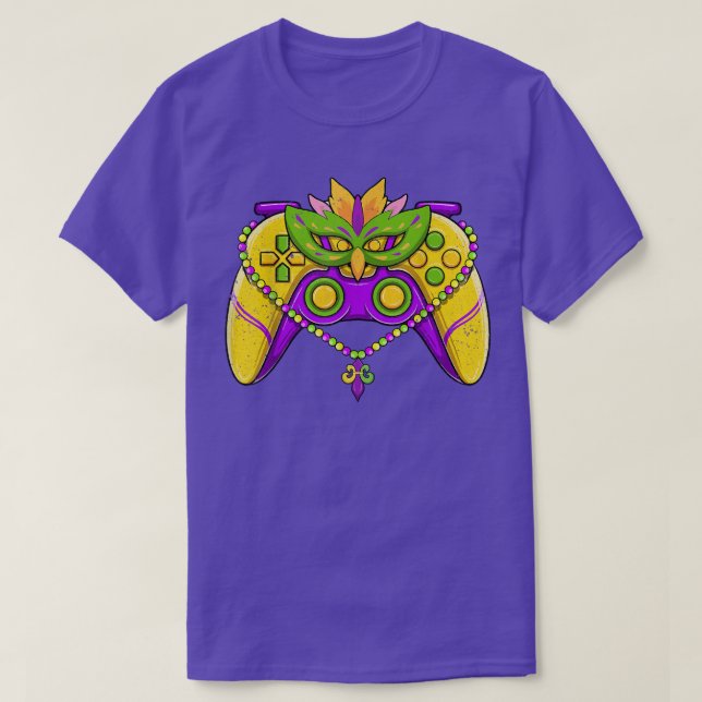 Video Game Controller Gamer Mardi Gras Boys Mens T Shirt (Design framsida)
