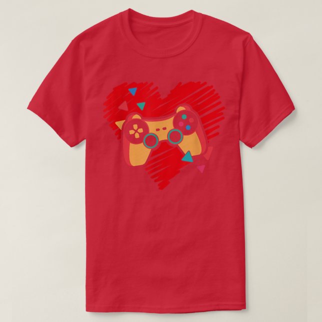 Video Game Controller Heartbeat Valentine's Gamer  T Shirt (Design framsida)