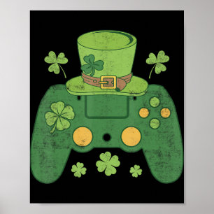 Video Game Controller Irish Gamer Boys Lycklig St Poster
