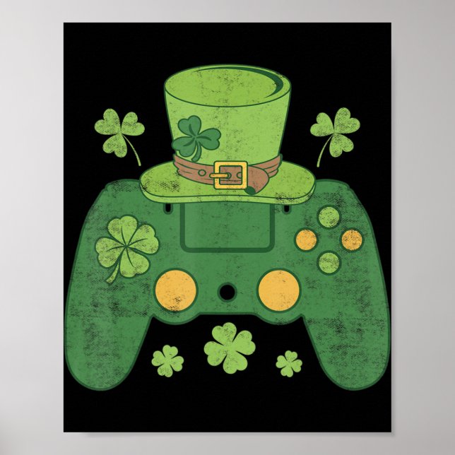 Video Game Controller Irish Gamer Boys Lycklig St  Poster (Framsidan)