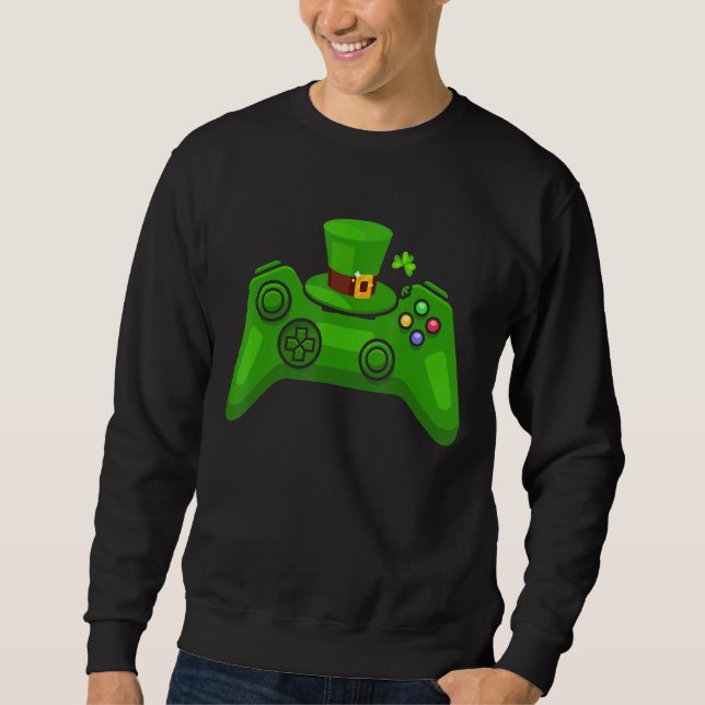 Video Game Controller Irish Gamer Boys St Patricks Lång Ärmad Tröja (Framsida)
