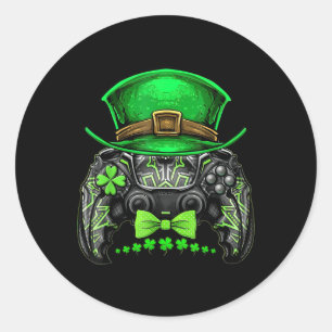 Video Game Controller Irish Gamer Boys St Patricks Runt Klistermärke
