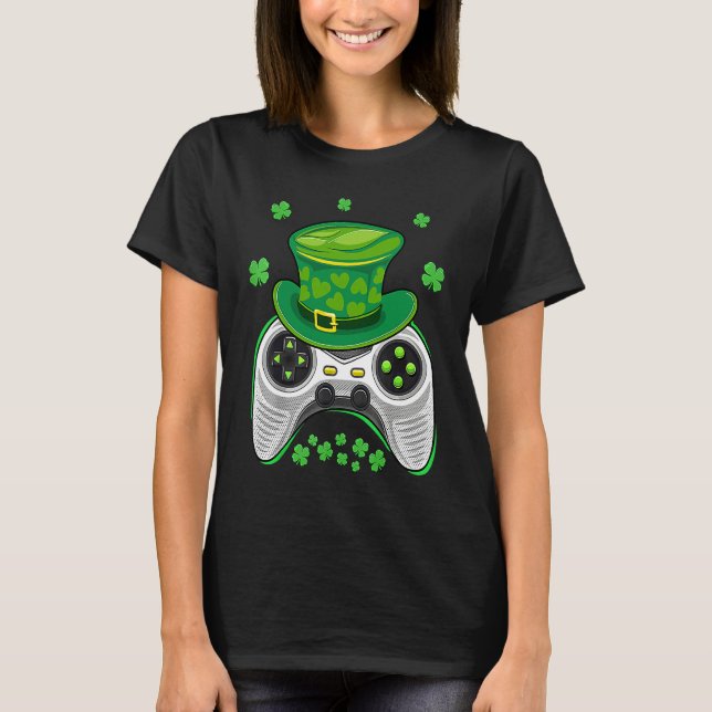Video Game Controller Irish Gamer Boys St Patricks T Shirt (Framsida)
