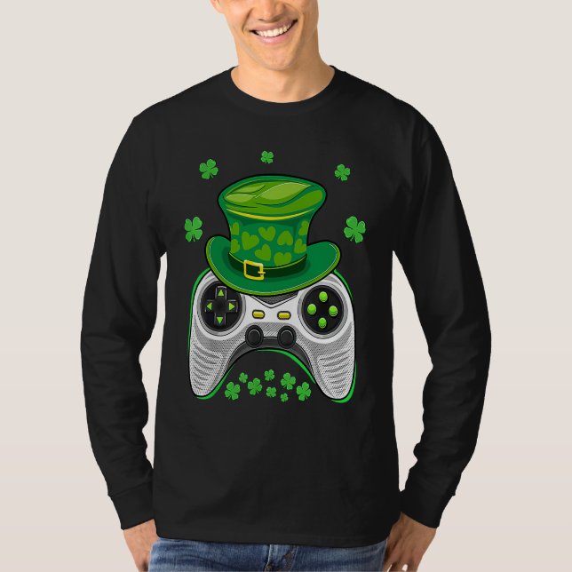 Video Game Controller Irish Gamer Boys St Patricks T Shirt (Framsida)