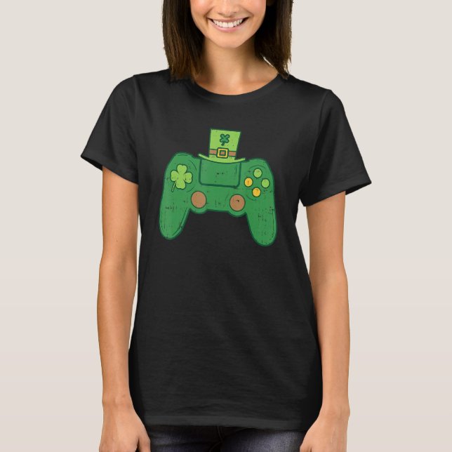 Video Game Controller Irish Gamer Boys St Patricks T Shirt (Framsida)