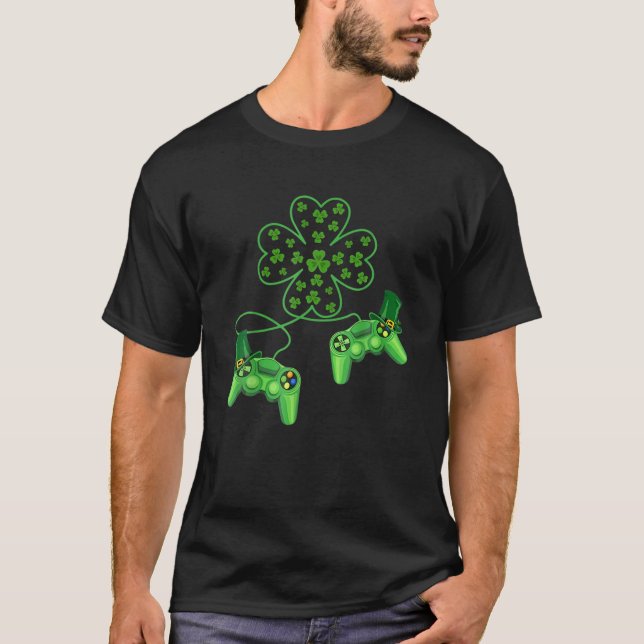 Video Game Controller Irish Gamer Boys St Patricks T Shirt (Framsida)