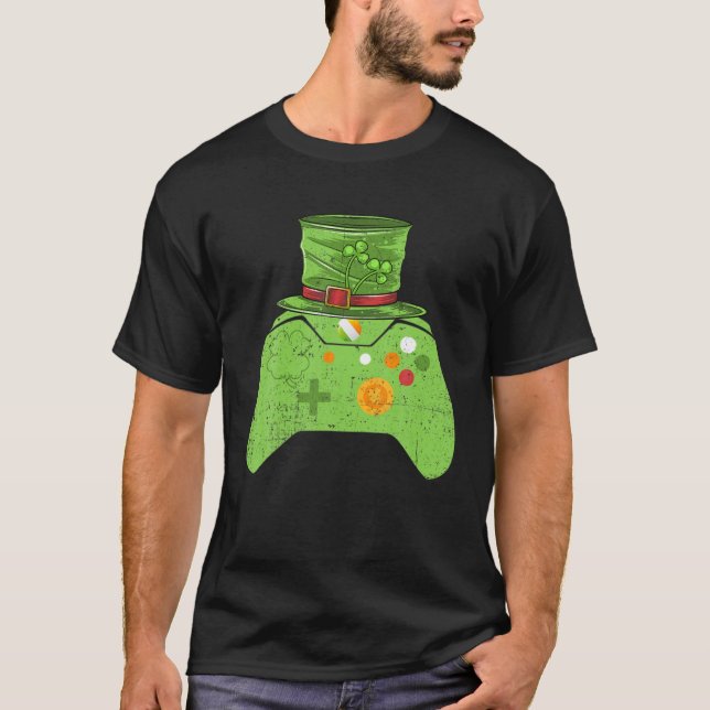 Video Game Controller Irish Gamer Boys St Patricks T Shirt (Framsida)